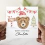 Personalised Name Crochet Bear Christmas Card, thumbnail 1 of 4