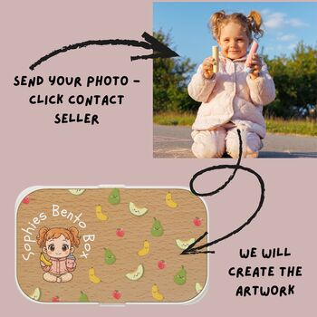 Photo Upload Bento Box, Personalized Bento Lunch Box, Kids Lunchbox, Custom Name Lunch Box, Cute Bento For School, Bento Storage, 2 of 11