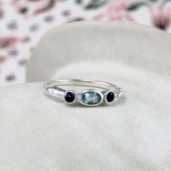 Handmade Dainty Iolite And Blue Topaz Ring, 4 of 6