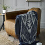 Stag Navy Faux Cashmere Throw 140x180, thumbnail 1 of 5