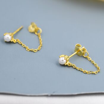 Sterling Silver Pearl And Chain Earrings, 6 of 12