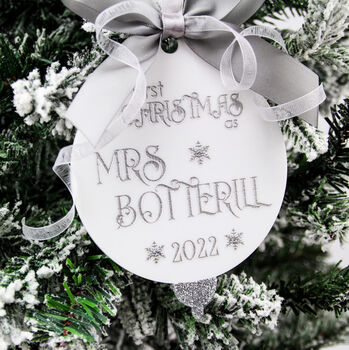 First Christmas As A Mrs Personalised Christmas Bauble, 5 of 7