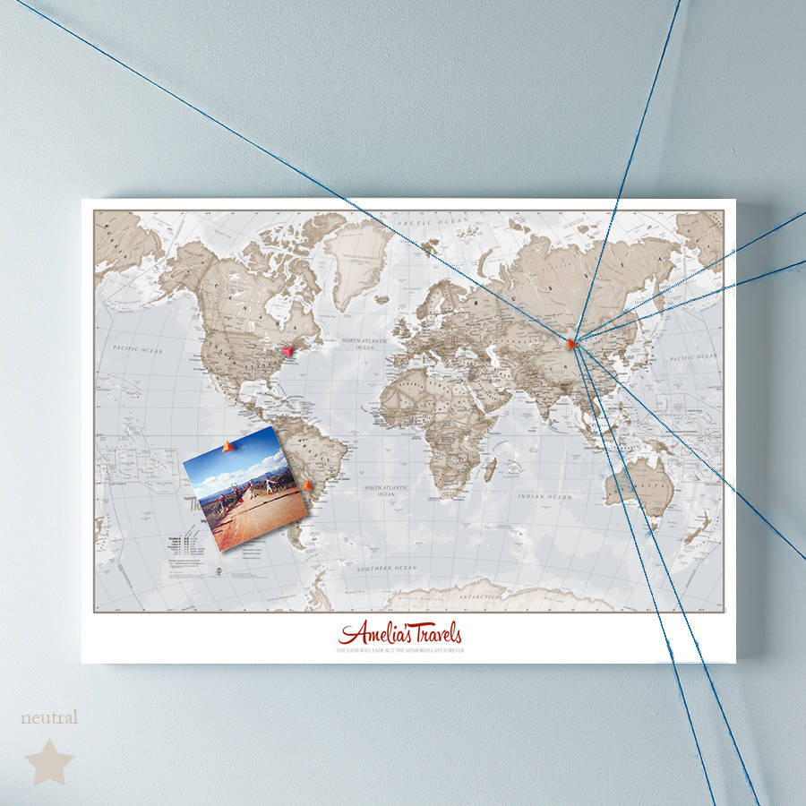 Personalised World Is Art Map Pinboard By Maps