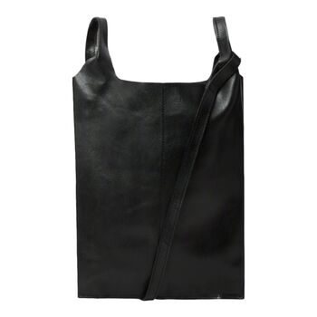 Two Way Handheld Or Crossbody Tote Leather Shoulder Bag Black, 5 of 5