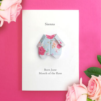 Personalised Birth Flower New Baby Origami Card, 4 of 7