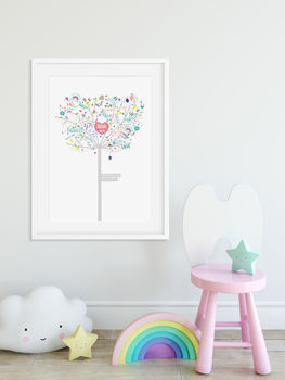 Personalised New Baby Girl Happiness Tree Print, 12 of 12