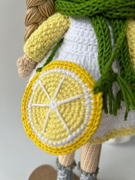 Handmade Crochet Dolls With Lemon Shaped Bag, 5 of 12