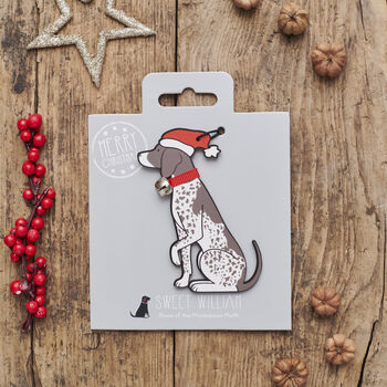 Christmas German Shorthaired Dog Pin Badge, 7 of 12
