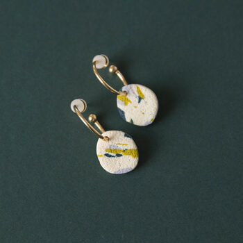 Terrazzo Gold Plated Hoop Earrings In Teal And Lilac, 3 of 5