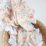 Rose Floral Organic Bamboo Muslin Tassel Baby Blanket, thumbnail 2 of 3