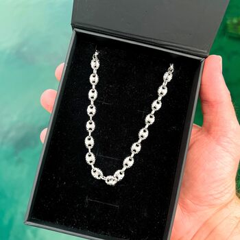 Gold Mariner Link Anchor Chain Bracelet For Men, 9 of 12