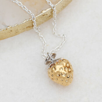 Gold Plated And Sterling Silver Strawberry Necklace, 2 of 4
