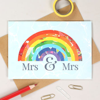 Mr And Mr Rainbow Wedding Card, 2 of 3