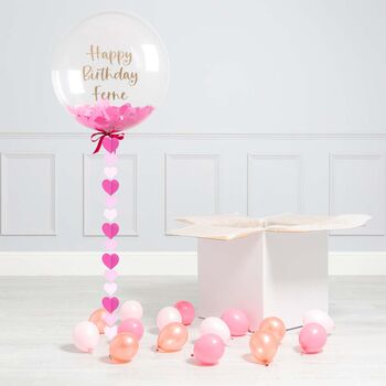 Personalised Pink Heart Bubble Balloon, 2 of 2