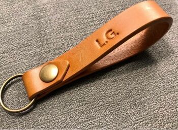 Personalised Tan Leather Keyring, 7 of 12