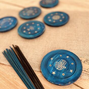 Midnight Blue And Gold Incense Stick Holder Burner Plate, 9 of 12