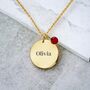 Personalised Name Round Disc Necklace Free Birthstone, thumbnail 1 of 8