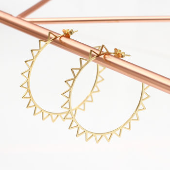 Gold Plated Or Sterling Silver Cut Out Sun Hoops, 3 of 7