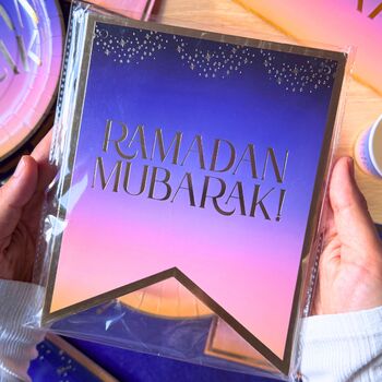 Ramadan Mubarak Party Banner Purple And Gold, 3 of 3