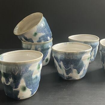 Blue Floral Tumblers Cute Wonky Hand Painted Cups, 10 of 10