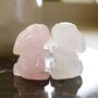 Rose Quartz / Clear Quartz Rabbit Carved Gemstone, thumbnail 2 of 7