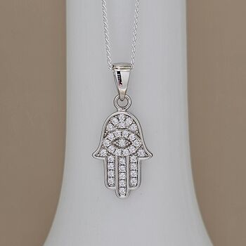 Personalised Sterling Silver Hamsa Hand Charm Necklace, 4 of 5