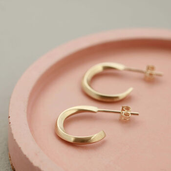 9ct Gold Curved Small Hoop Earrings, 10 of 12
