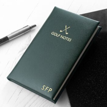 Personalised Embossed Luxury Leather Golf Note Book, 7 of 7