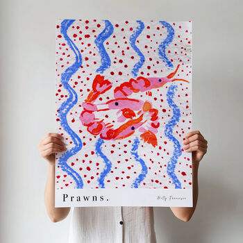 Prawns Art Print Seafood Illustration Poster, 5 of 7