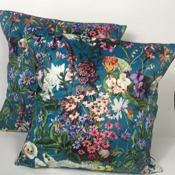 Velvet English Flower Garden Cushion Cover, 3 of 5