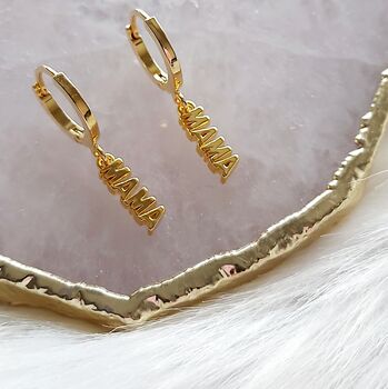 Mama Gold Plated Hoop Earrings, 2 of 5