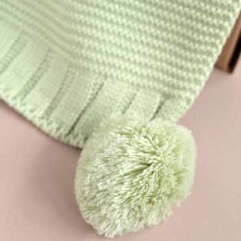 Personalised Sage Green Knitted Blanket, Booties And Monkey Gift Box, 11 of 11