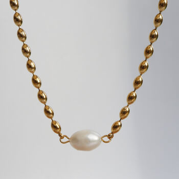 Non Tarnish Bead Chain And Pearl Necklace, 3 of 6