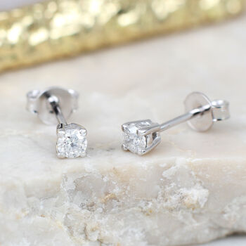 9ct White Gold And.25 Ct Diamond Solitaire Earrings, 2 of 4