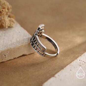 Colosseum Inspired Sterling Silver Adjustable Ring, 5 of 10