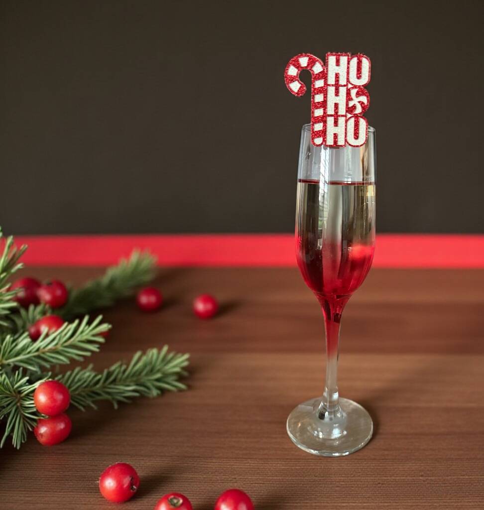 Six X Ho Ho Ho Candy Cane Drinks Toppers, Festive Cocktails, Christmas Drink Decorations, Charms, 1 of 7