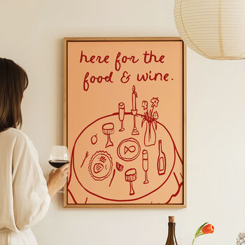 Here For The Food And Wine Illustrated Wall Art Print, 3 of 12