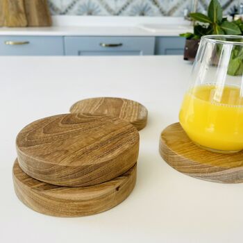 Natural Wood Drinks Coasters Set Four, 3 of 4