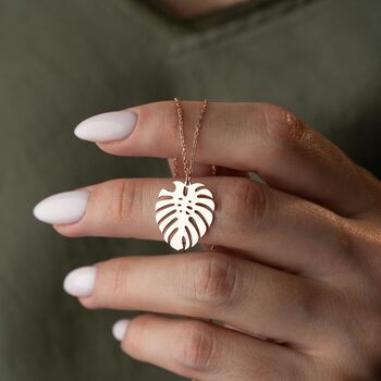 Urban Jungle Monstera Leaf Necklace, 7 of 11