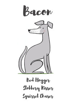 Whippet Personalised Dog Name And Personality Print, 2 of 6