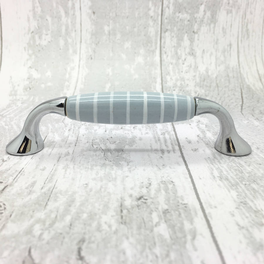 Grey And White Ceramic Kitchen Cupboard Pull Handles By G Decor