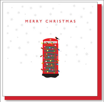 Pack Of Six Robin On A Festive Phone Box' Card, 5 of 5