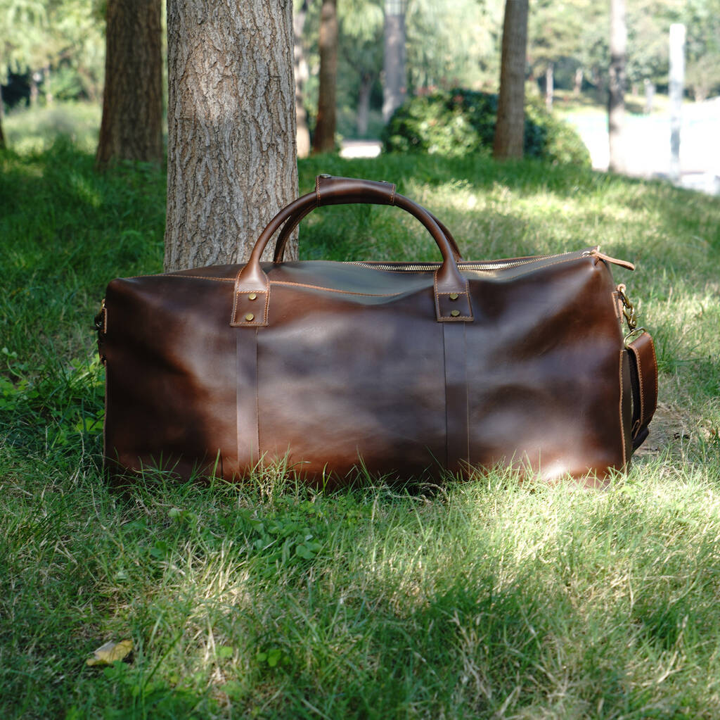 Genuine Leather Holdall Luggage, 1 of 12