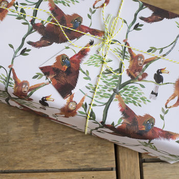 'Swinging Orangutans' Lux, Recycled Wrapping Paper Pack, 2 of 8