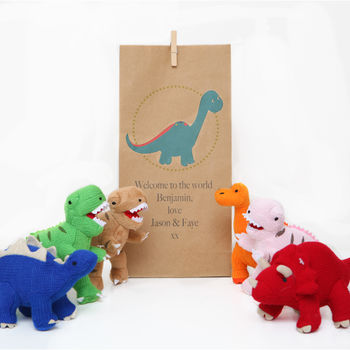Dinosaur Rattle With Personalised Gift Bag, 7 of 7