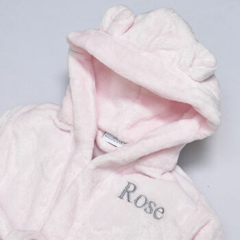 Personalised Pink Baby Dressing Gown With Ears, 9 of 12