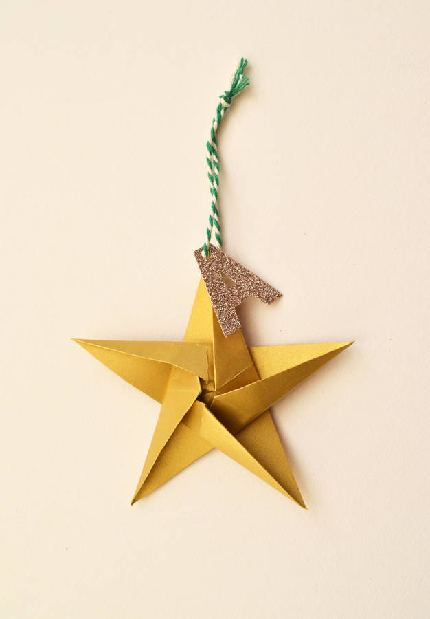 handmade initial christmas origami star decoration by may contain