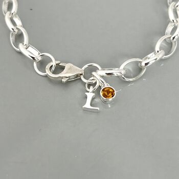 Sterling Silver November Birthstone Initial Charm Bracelet, 3 of 4