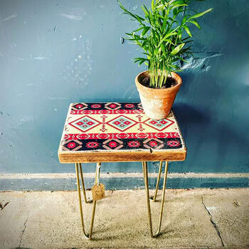 Kilim Pattern Ethnic Style Side Table, 2 of 6