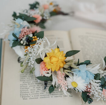 Millie Flower Crown Pastel Wildflower Dried And Preserved Wedding Halo, 4 of 5